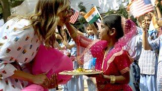 First Lady Melania Trump Visits the Sarvodaya School in New Delhi, India