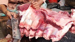 How many Pice meat cutting skills in Bangladesh butcher market halal beef cutting #