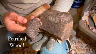 Flintknapping Black Petrified WOOD!