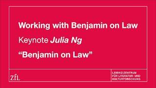 Julia Ng: Benjamin on Law