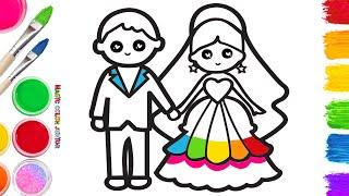 How to Draw Bride and Groom | Happy Wedding | Step By Step