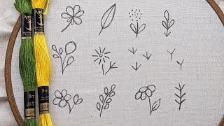 VERY VERY EASY LITTLE FLOWERS EMBROIDERY FOR BEGINNERS/5 MINUTE EMBROIDERY DESIGNS