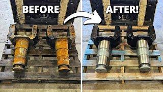 Complete REPAIR of Massive Bulldozer Yokes! | Sandblasting, Machining, Metal Arc Spray!