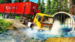 Trucks vs Fast Flowing River | BeamNG.Drive