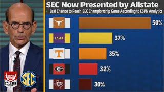 ESPN "Breaking Down" Best Chance to Reach SEC Championship Game: Texas: 50% LSU 37% Tennessee 35%