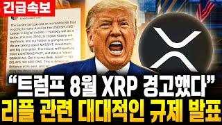 트럼프 8월 XRP 경고..리플 관련 대대적 규제 업데이트 발표.