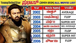 Prabhas Hits and Flops (2002-2024) all Films List | Prabhas All telugu movies budget and collections