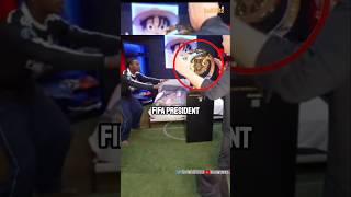 Speed almost broke the Club World Cup trophy in front of the FIFA president.