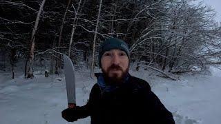 Подготовка лыжной трассы с мачете