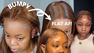 THE KEYS TO  SUPER FLAT WIG INSTALL ! LAID AND SLAYED GLUELESS CHESTNUT WIG INSTALL  FT OMGHERHAIR