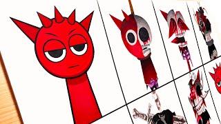 Рисунок Incredibox Sprunki Phase 1 VS Phase 2 VS Phase 3 VS Phase 4 VS Phase 5 - Raddy Red