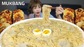 ASMR 꾸덕꾸덕 달콤 꼬소한 콩국수 동그랑땡 먹방 Korean summer menu Cold Bean Noodles fried Batteried Meatballs Mukbang