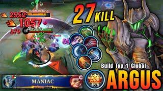 27 Kills + MANIAC!! Argus Maximum Damage Build!! - Build Top 1 Global Argus ~ MLBB