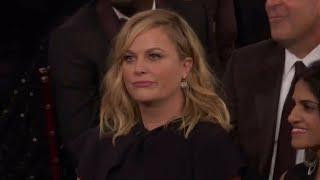 Amy Poehler refuses Seth Meyer's punch line during 'mansplaining part' of 2018 Golden Globes