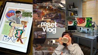 reset vlog  weekly reset, new desk setup, organizing my stationery, digital journaling, art session