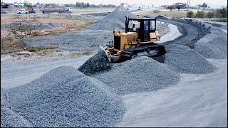 Part2-WOW!! Wonderful Clearing Gravel , Komatsu Bulldozer Moving Gravel Compact Gravel On The Road