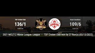 MCL Winter Indoor 2021/22 - Royal Canadians vs TDF CC - 2nd innings