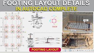 Footing Layout Plan in AutoCAD ||| RCC Column Layout |Footing Size 5'x5'||Complete Details In Videos