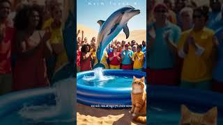 Cat Finds Dolphin in River  | Dolphin Becomes a Hero  | AI Animated Short #ai #shorts #cat