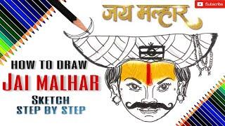 how to draw Jai Malhar | Khandoba Drawing