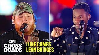 Luke Combs & Leon Bridges Perform 'When It Rains It Pours' | CMT Crossroads