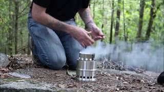 Tomshoo wood camp stove (first burn)