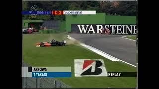 F1 San Marino 1999 Warm Up Takagi crashes (DF1)