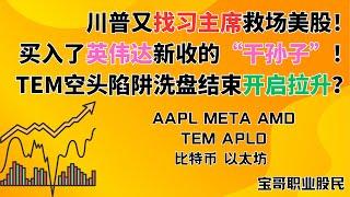 川普又找习主席救场美股！买入了英伟达新收的“干孙子”！TEM空头陷阱洗盘结束开启拉升？AAPL META AMD TEM APLD比特币 以太坊! 06022025 #美股 #數字貨幣