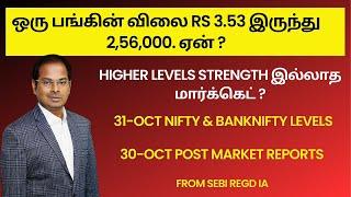 ஒரு பங்கின் விலை Rs 3.53 இருந்து 2,56,000. 30-Oct Post Market Report 31-Oct Nifty & Banknifty Levels