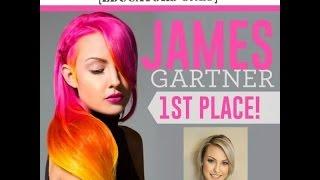 Pink, Orange, Yellow Neon Balayage Ombre Hair Color, by Freelance Hair Artist James Gartner