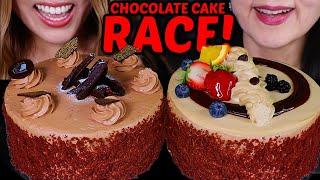 ASMR BIG CHOCOLATE CAKE RACE! *big bites* Trying 6 kinds of Dubai chocolates, candy ice cream bars