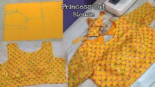 Princess Cut Blouse with boat neck Cutting and stitching ! how to cut princess blouse! top princess