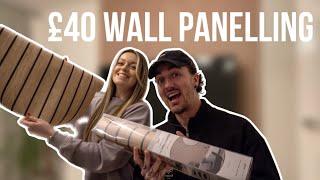 WE PANELLED OUR LIVING ROOM FOR £40!!! // Wooden slat panel wall, Living room decor, Weekend vlog