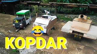 konvoi kopdar mobil tahu bulat tank baja dari kardus, mobil oleng , pick up oleng miniatur