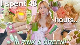 I spent 48 HOURS in PINK & GREEN (outfits, decor, food) 🩰⋆ ₊˚