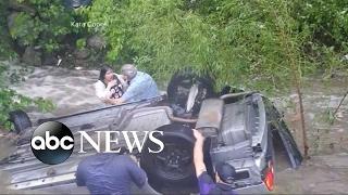 A dramatic rescue after a car goes into a creek in Oklahoma