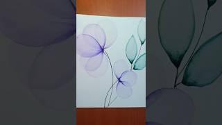 Easy flowers painting for beginners/layer painting/Transparent flowers painting ep 13#art #trending