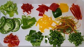 14 basic cuts of capsicum with sheps and size | basic types of vegetables cutting #knifeskills