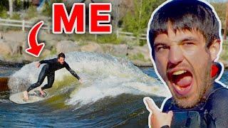 SURFING a man made wave (IN A RIVER)