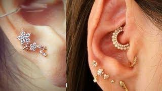 Beautiful Ear Lobe Piercings Fashion | Multiple Ear Piercing Stud and Ring Designs 2018