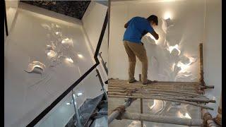 big wall mural with light | make plaster of peris pop sculpture wall |