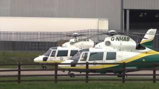 Great north air ambulance G-NHAA take off from langwathby helipad