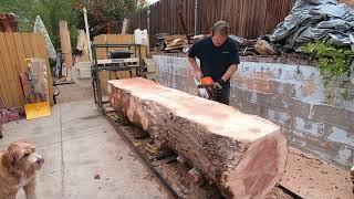 Milling a 4500lb Sequoia tree - urban logging- Hudson warrior sawmill