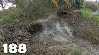 The Big Dam And A Huge Amount Of Water - Beaver Dam Removal With Excavator No.188