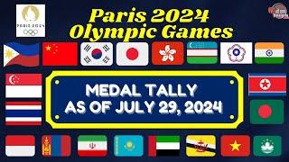 Paris 2024 Olympic Games |Medal Tally as of July 29, 2024