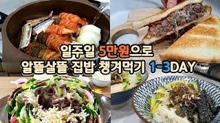 알뜰살뜰 일주일 5만원 집밥 챙겨먹기 :: 신혼부부 밥상차림 |  맛있고 건강한 집밥 1,2,3일차