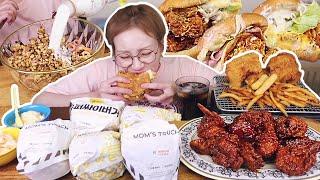 햄버거가 먹고싶은 날! 맘스터치 버거와 치킨 먹방후식으로 시리얼까지 241002/Mukbang, eating show