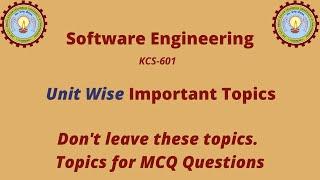 Software Engineering Aktu | Software Engineering Unit wise Topics| Software Engineering MCQ with ans