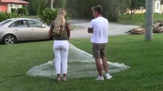 Fishing Girl CAST NET Throw in HEELS Slow-mo GoPro Video