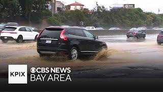 Watch: Vehicles drive through flooded portion of Highway 280